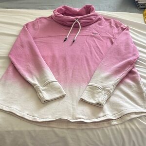 Vineyard Vines Pink and White Ombre Cowl Neck Sweatshirt